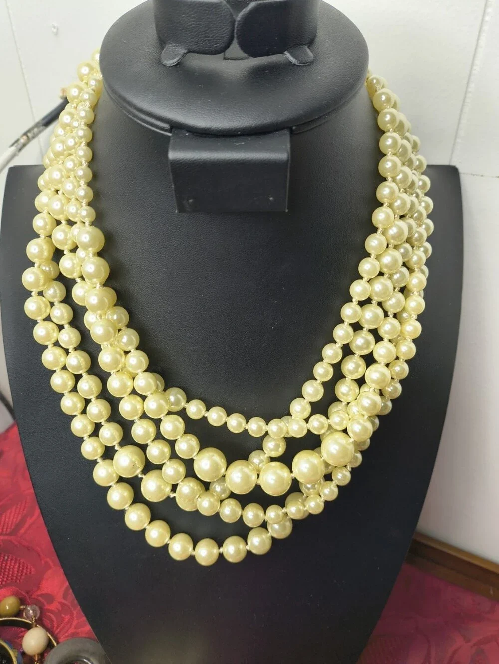J.Crew Multi Strand Graduated Faux Pearl Statement Necklace Gold Tone